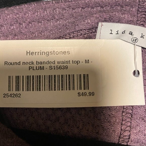 Lida Kate Purple Round Neck Banded Waist Top - Picture 4 of 4